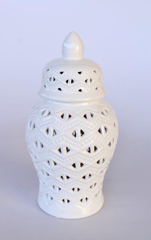 Medium White Cut-Out Ginger Jar